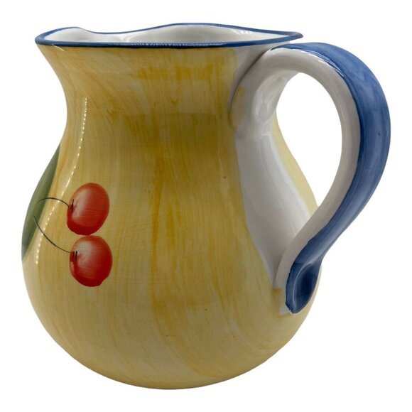 Vintage Italian Pitcher Hand Painted w Fruit International Italian Trader - Picture 5 of 12